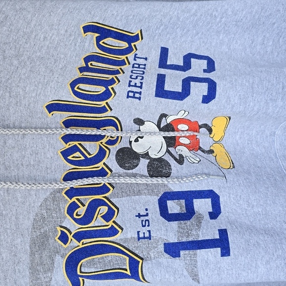 Vintage Authentic - Disneyland - Gray Fuzzy Hooded Sweatshirt - Size L - Picture 3 of 5